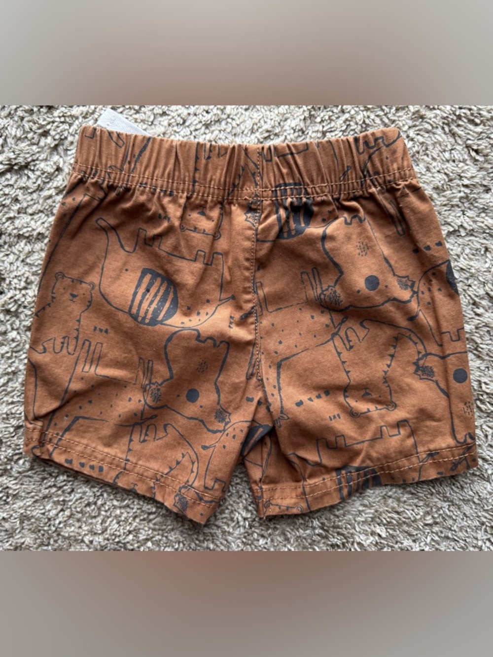 12M Carter’s Just One You Animal Print Shorts Brown Drawstring - Picture 2 of 4